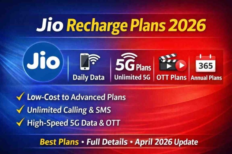 Jio New Recharge Plans April 2026